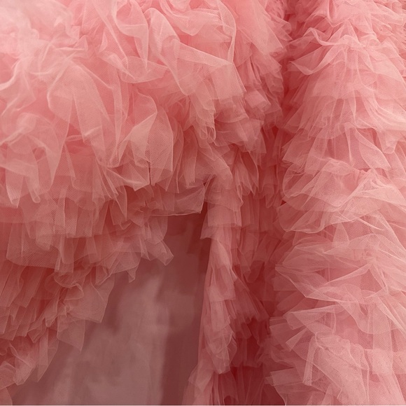 Sherri Hill 54906 Off shoulder Ruffle Skirt Corset Bodice Gown Prom Pink sz 4 - Picture 4 of 10